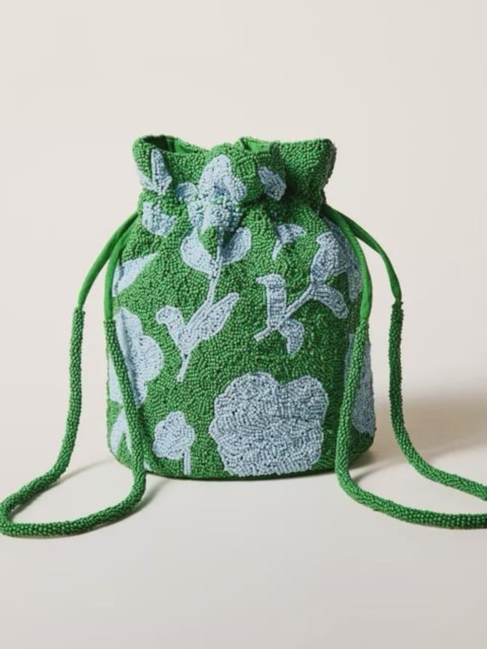 kate spade Green and Light Blue Beaded Drawstring Bag